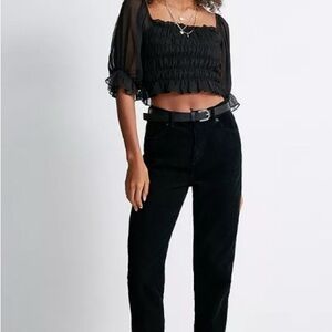 BDG Urban Outfitters Black Corduroy Mom Jeans Size 28 High Rise Tapered Soft VTG